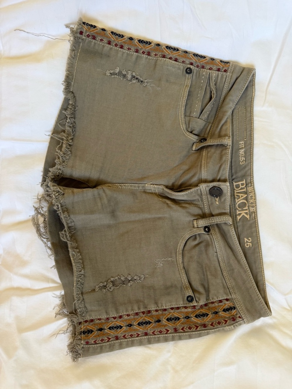 Women’s Buckle Black Fit #53 Olive Embroidered Shorts